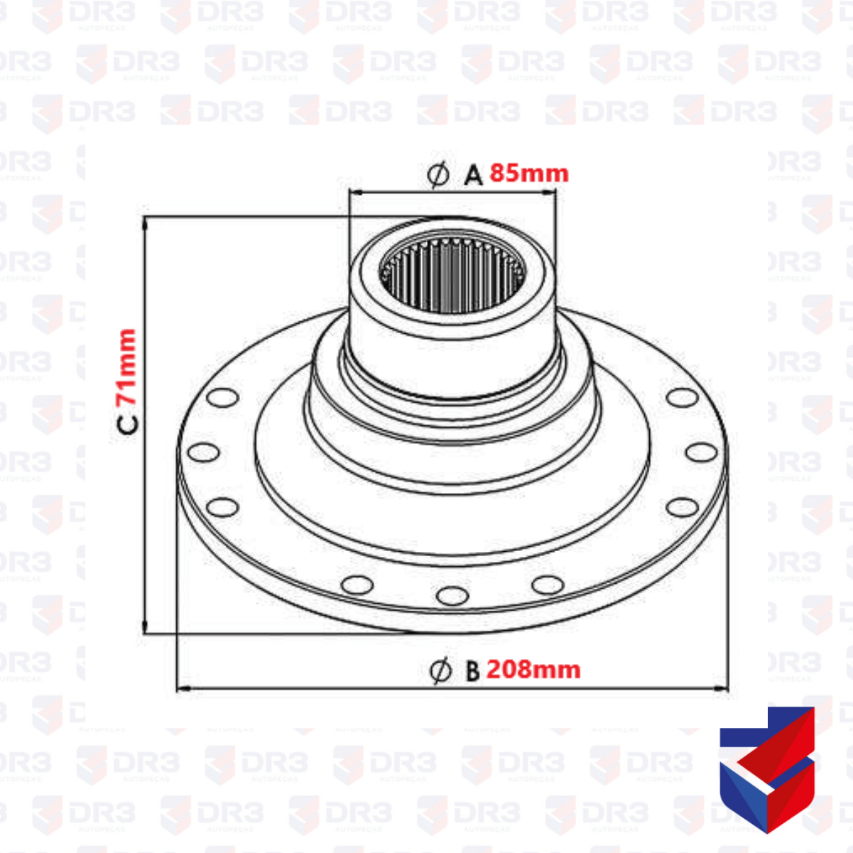 Flange Acoplamento Diferencial 24 Estrias Scania S5 1535361 Rei Loja DR3