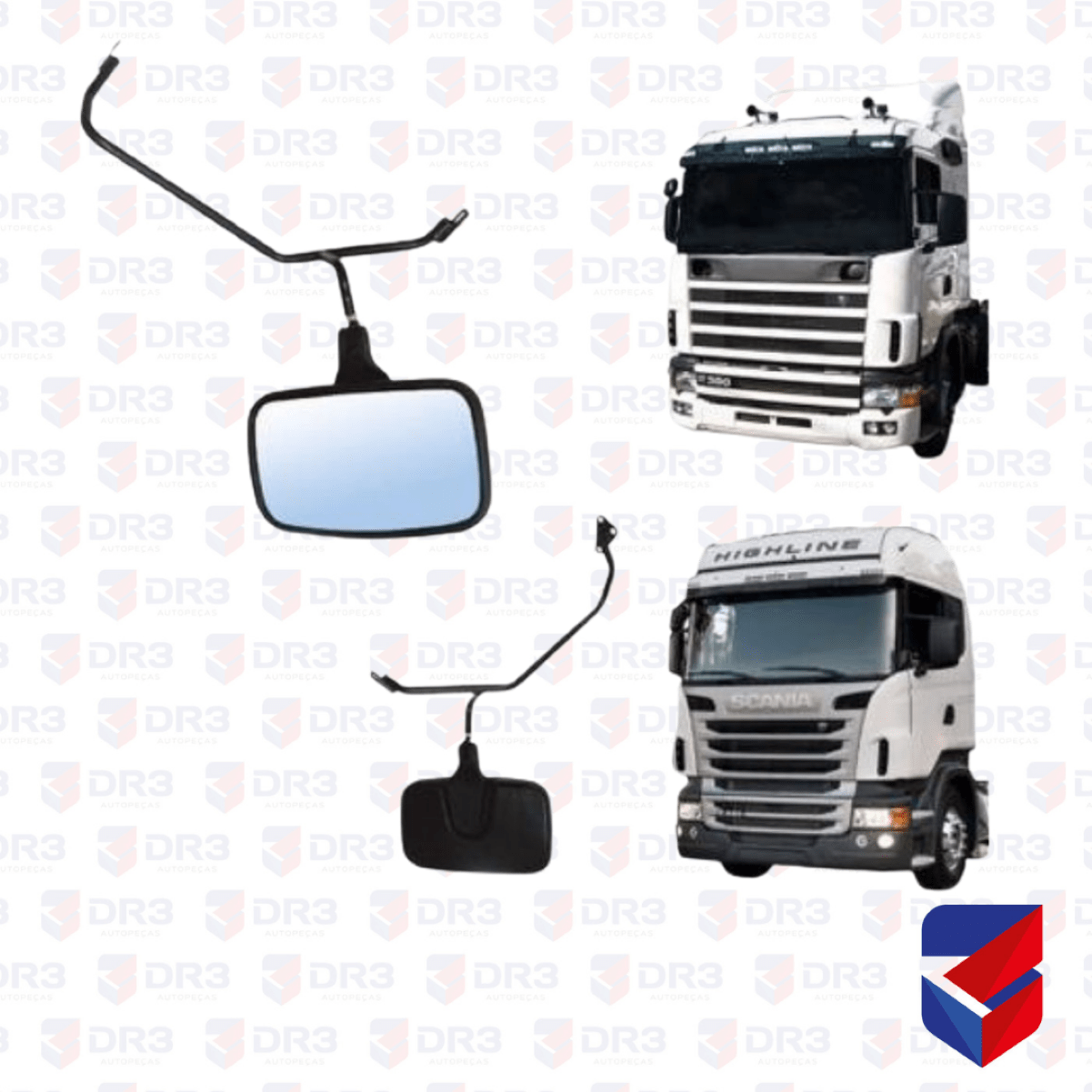 Espelho Retrovisor De Rampa Frontal Scania S P G R Globo Loja Dr