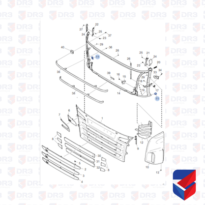 Acabamento Armacao Grade Frontal Scania S5 LD 1891672 Globo