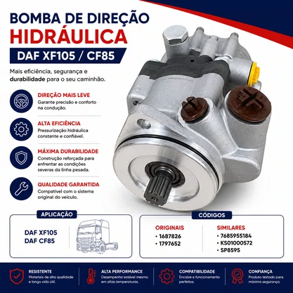 Bomba Direcao Hidraulica Daf XF105 CF85 1687826 1797652 Bester