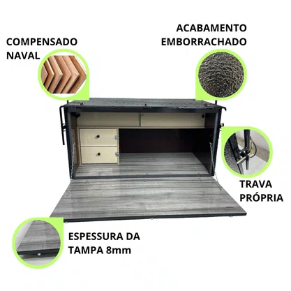 Caixa Cozinha 110x60x60cm Caminhao Carroceria Carreta Chimba