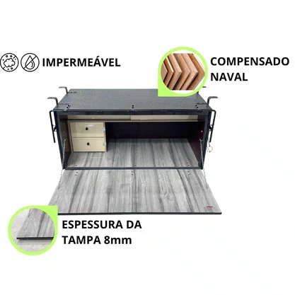 Caixa Cozinha 120x60x60cm Caminhao Carroceria Carreta Chimba