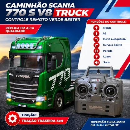 Caminhao Scania 770 S V8 Truck Controle Remoto Verde Bester