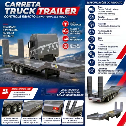 Carreta Truck Trailer Controle Remoto Cinza Bester