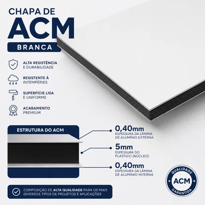 Chapa ACM Ecotech 2430x1000mm Branco Bester