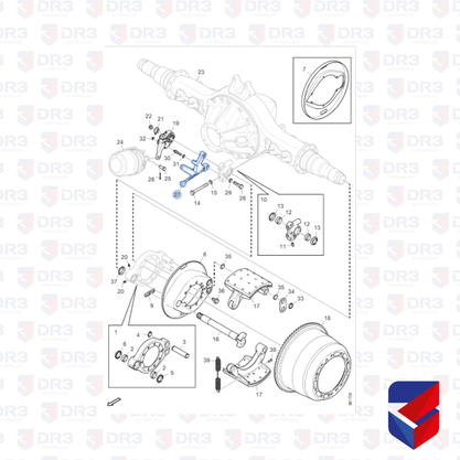 Conjunto Suporte Cuica e Eixo S Tracao Scania NTG LD 2076827 Original