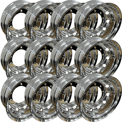 Jogo 12 Rodas Aluminio 22,5X8,25 Traseira Borda Larga Roadline