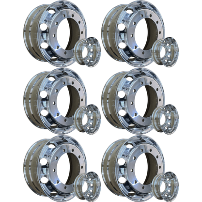 Jogo 6 Rodas Aluminio 22,5x8,25 Dianteiro Traseiro Borda Larga Bester