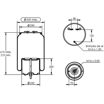 Kit 4 Bolsa Pneumatica Tracao Truck Scania S5 2010 Em Diante Suspentech