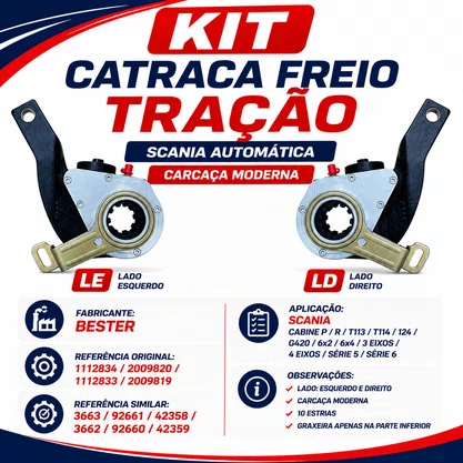 Kit Catraca Freio Tracao Scania Automatica LD LE Carcaca Moderna Bester