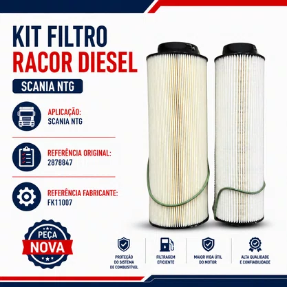 Kit Filtro Scania NTG Racor Diesel FK11007 Fleetguard