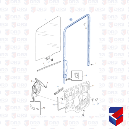 Quadro Porta Lado Esquerdo Com Borracha Scania S4 1838S