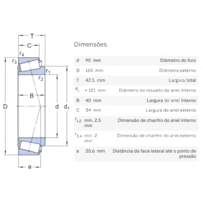 Rolamento Roda Carreta 32218A 71100081 BZ0030 32218 SKF