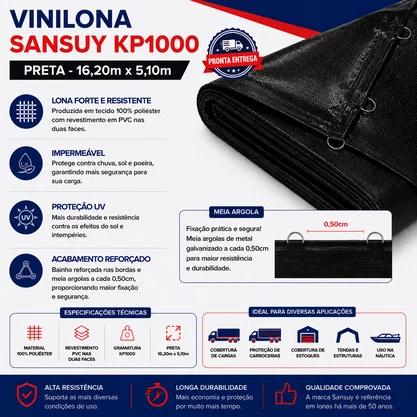 Vinilona Sansuy KP1000 Preta 16,20x5,10