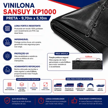 Vinilona Sansuy KP1000 Preta 9,70 x 5,10