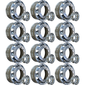 Jogo 12 Rodas Aluminio 22,5x8,25 Dianteiro Traseiro Borda Larga Bester