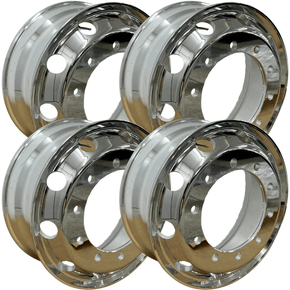 Jogo 4 Rodas Aluminio 22,5x8,25 Dianteiro Borda Larga Roadline