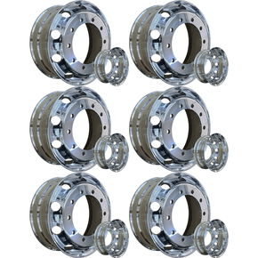 Jogo 6 Rodas Aluminio 22,5x8,25 Dianteiro Traseiro Borda Larga Bester