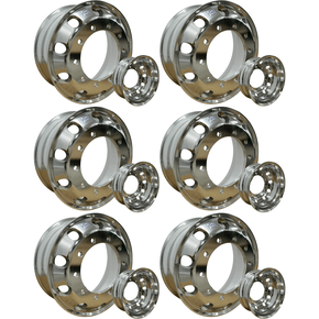 Jogo 6 Rodas Aluminio 22,5x8,25 Dianteiro Traseiro GT2 Borda Larga Ital